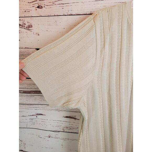Alfred Dunner Short Sleeve Top Tan Striped Down Knit Ribbed Women's Plus Size 1X - Picture 5 of 7